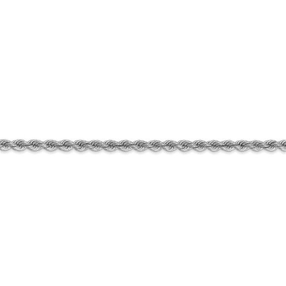 2.75mm, 14k White Gold, Handmade Solid Rope Chain Necklace, 22 Inch - Picture 4 of 8